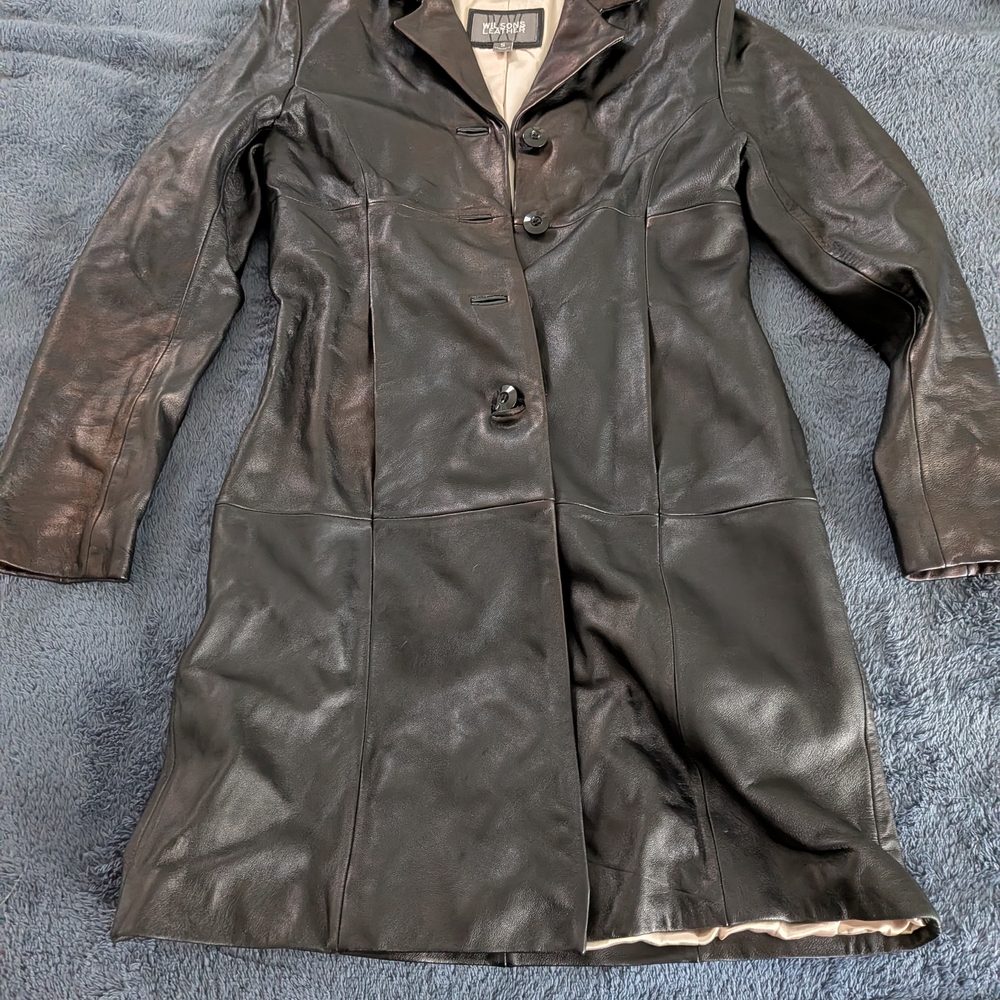 Women's Black Wilsons Leather Coat Dark Brown Small